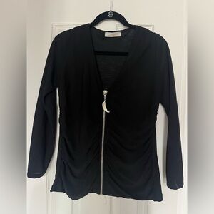 Chic Black Long Sleeve Top with Zipper